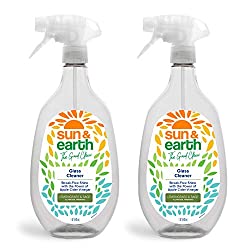 Glass Cleaner Spray by Sun & Earth, Lemongrass & Sage, Apple Cider Vinegar Streak-Free Shine, Safe for The Whole Family, 100% USDA Certified Bio Based Cleaner, Made in The USA, 32 oz, Pack of 2