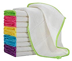 EliteBond Bamboo Dish Cloths Towels Dishcloths for Washing Dishes Rags Kitchen Cleaning Cloth Absorbent 12" x 12" 10PCS